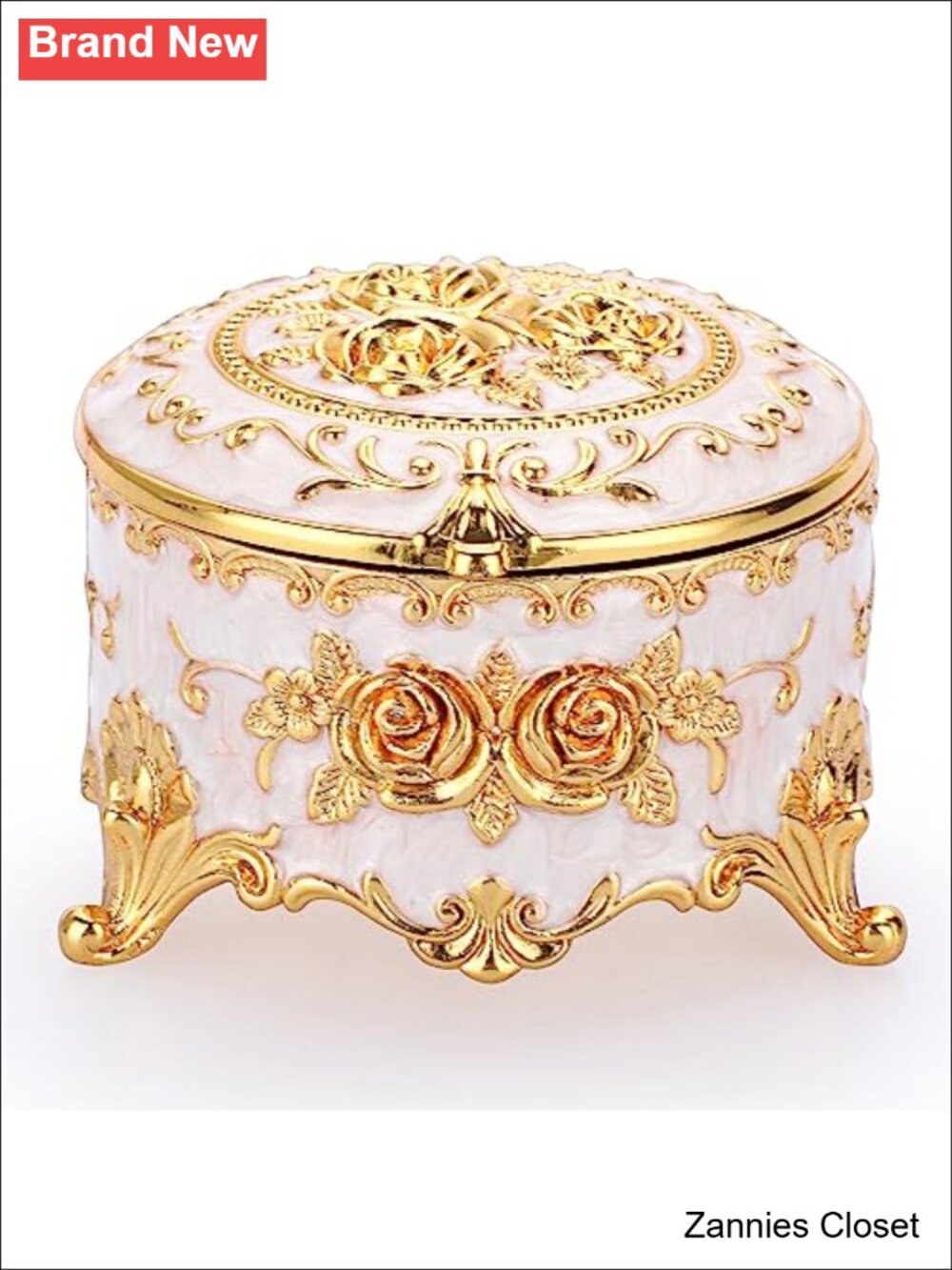 ✨ Hipiwe Vintage Round Jewelry Box Engraved Metal Trinket Storage Organizer